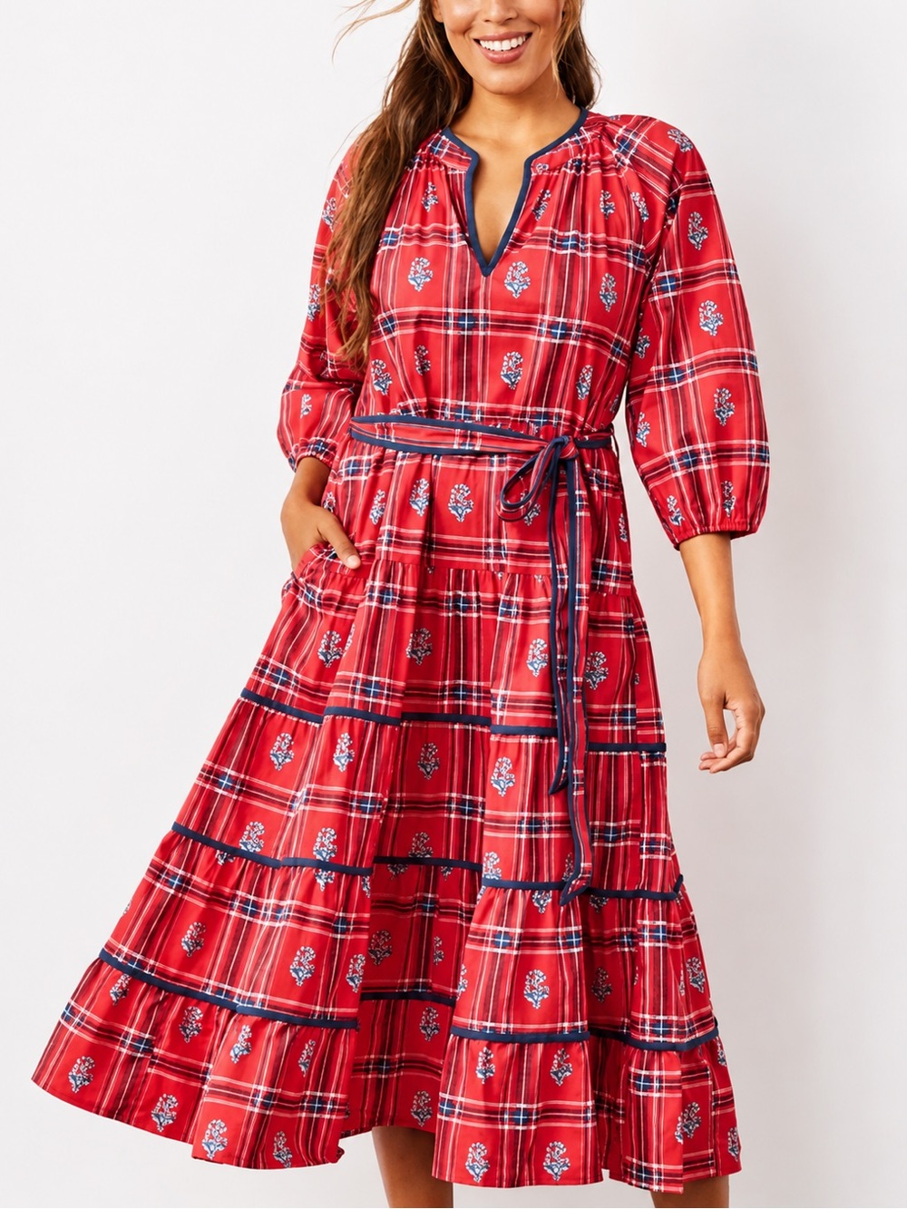 Printfresh Mainstreet Dress Nostalgia Plaid Joyful Red Holiday Preppy Womens S